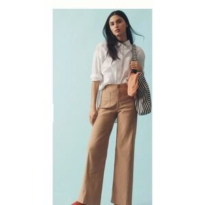 Maeve The Colette Wide Leg Crop Pants Tan Utility Button Fly Size 30P